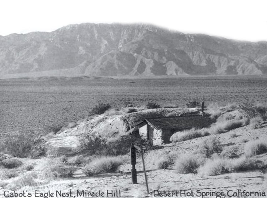 Black & White photo of Cabot's Eagle Nest, Miracle Hill, Desert Hot Springs, California