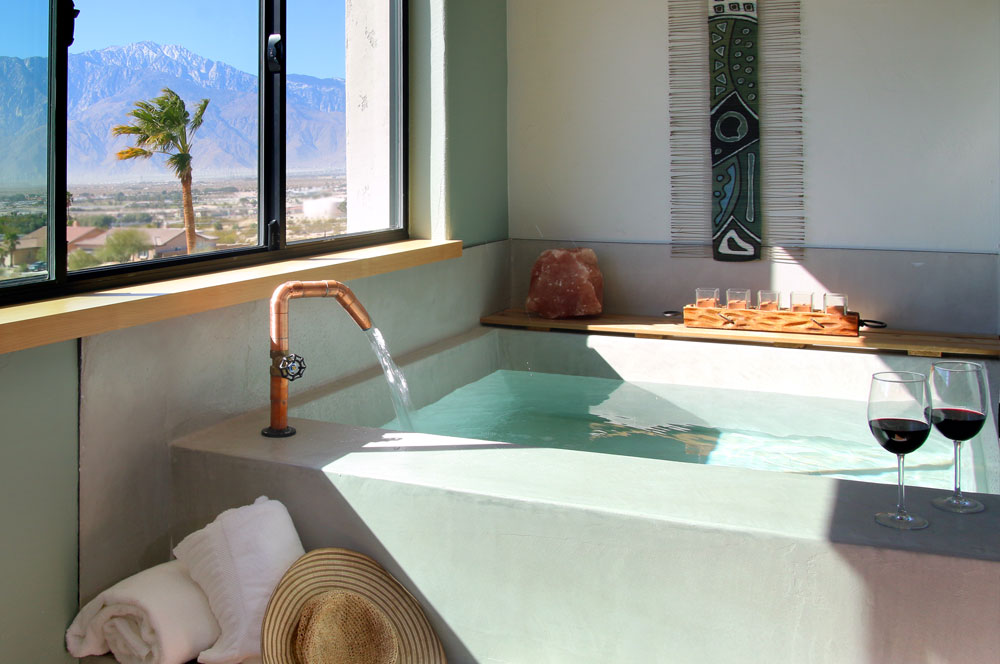 In-room private mineral water soaking tub
