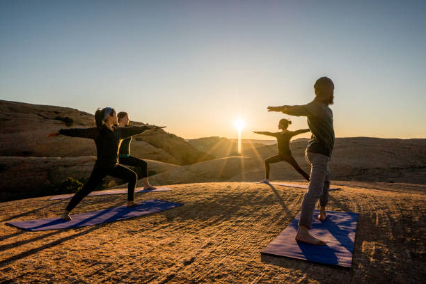 Yoga class in the desert