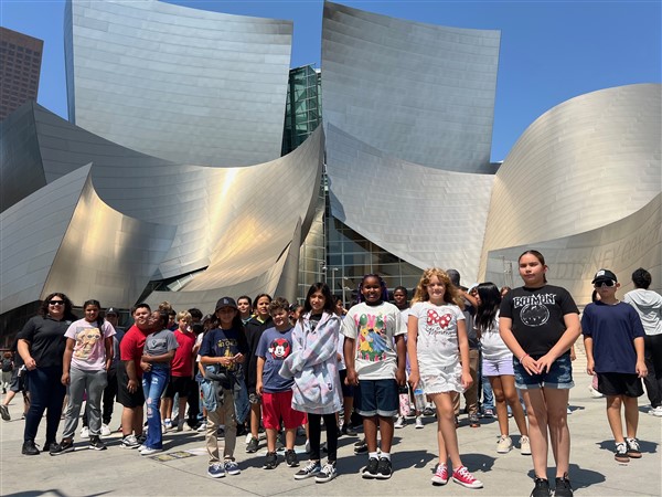 Children in front of Disney Center