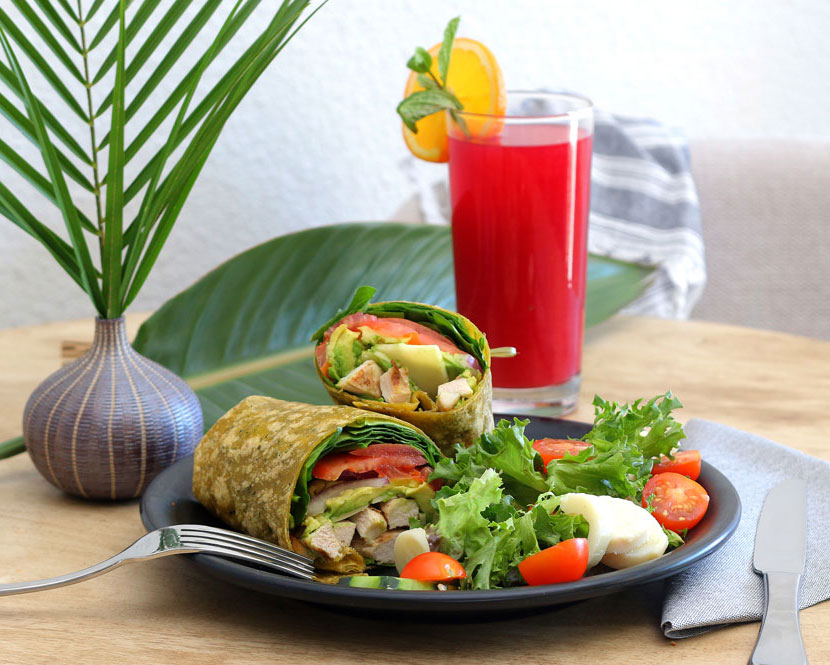 Wrap & watermelon-ade from the Azure Palm Cafe