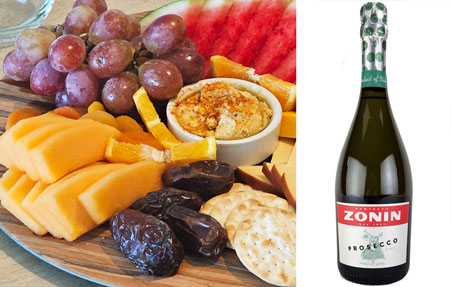 Fruit & Cheese Platter, Charcuterie Plate with Champagne