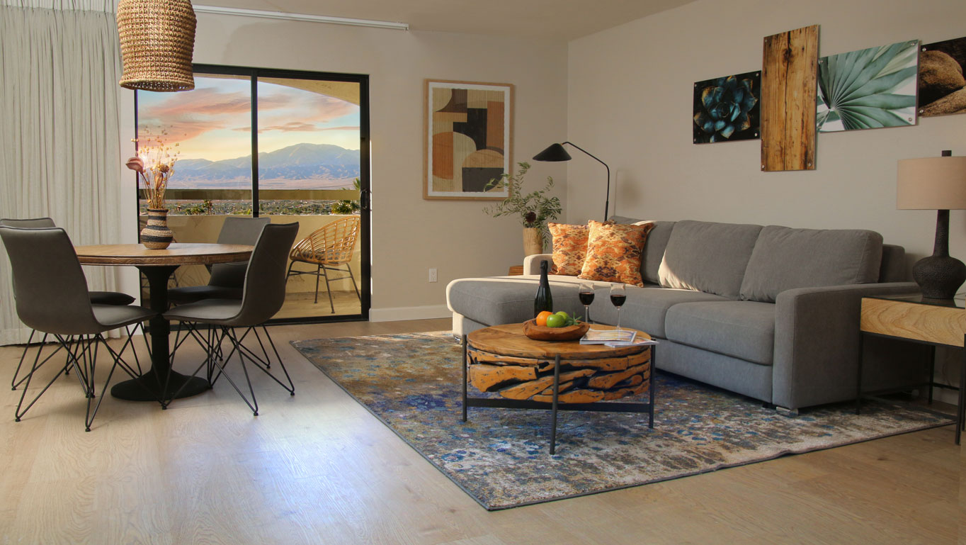 Sunset Suite Living Area with pull out queen sleeper