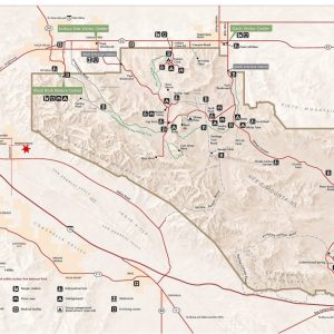 Map of Joshua Tree National Park showing directions from Azure Palm Hot Springs